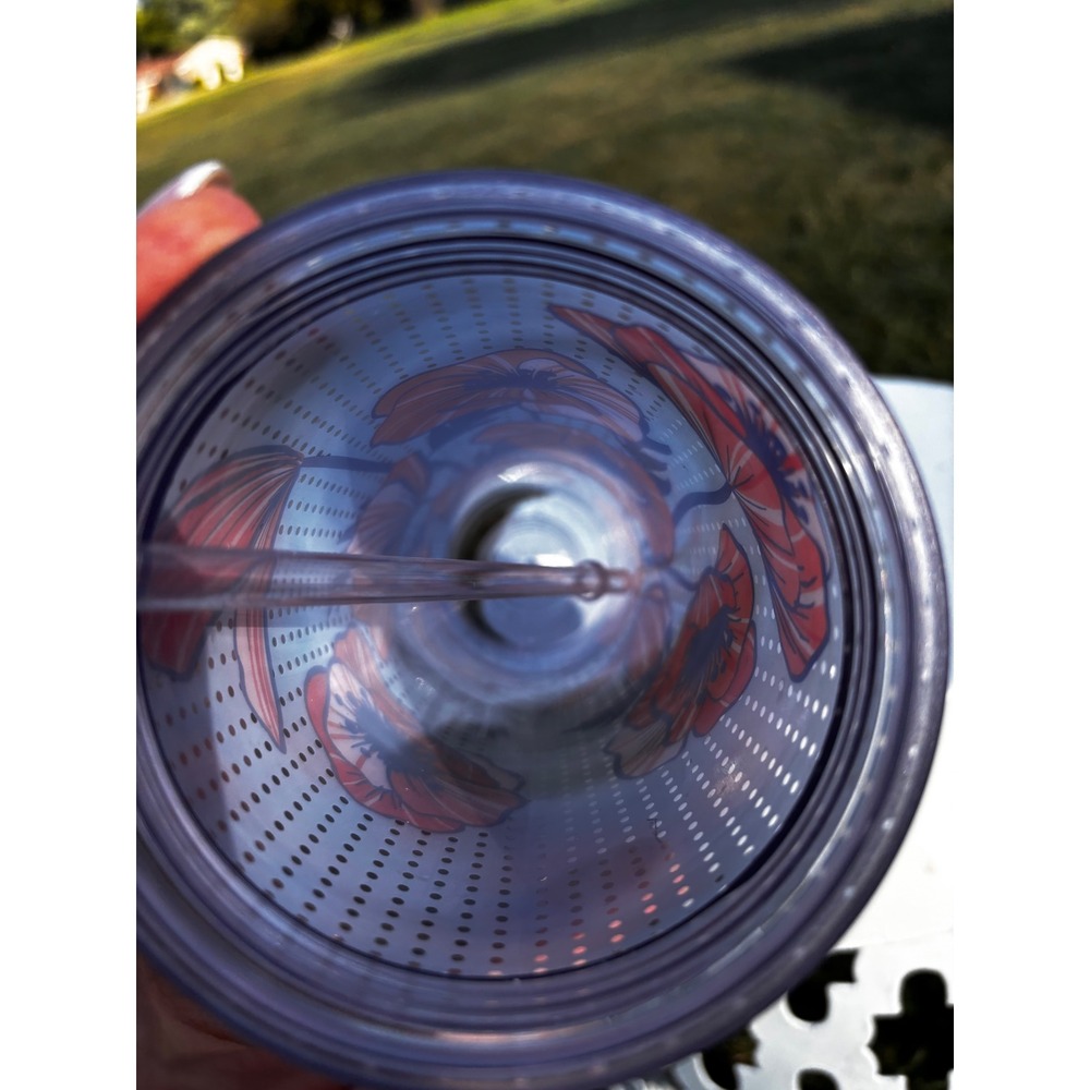 Starbucks 24 oz Venti Cold Cup Tumbler Blue Floral Flowers Poppy Poppies 2017 - Picture 2 of 4